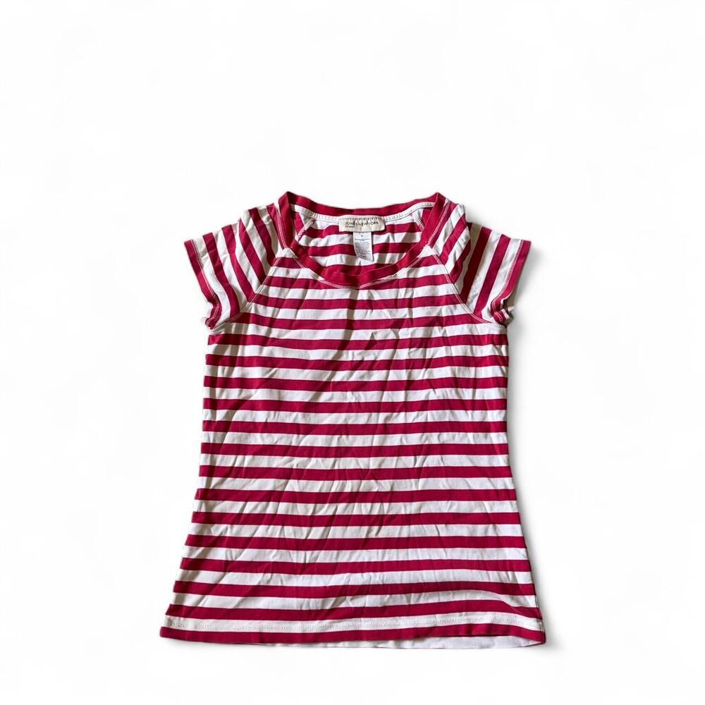 Jones-new-york Women's Pink and White T-shirt